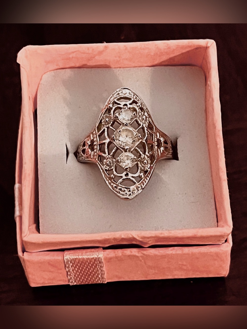 Filigree Three-Stone 925 silver Ring